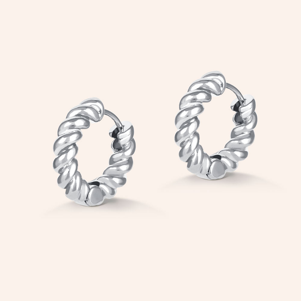 "Twist and Shout" High Polished Round Twist Huggie Earrings