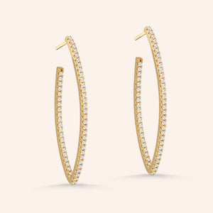 "Night Rider" Navette Pave Hoop Earrings