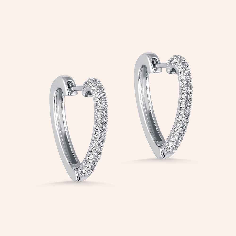 "Love is the Answer" Pave Heart Hoop Earrings