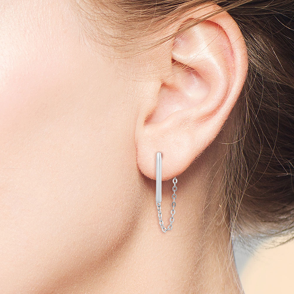 Silver Heart Drop On Hoop Earrings | Prouds