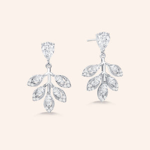 "Crystalline" 2.8CTW Drop & Marquise Cut Leaves Drop Earrings