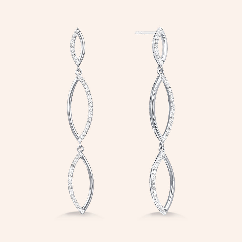 "Look on the Bright Side" 1.2CTW Pave Crisscross Drop Earrings