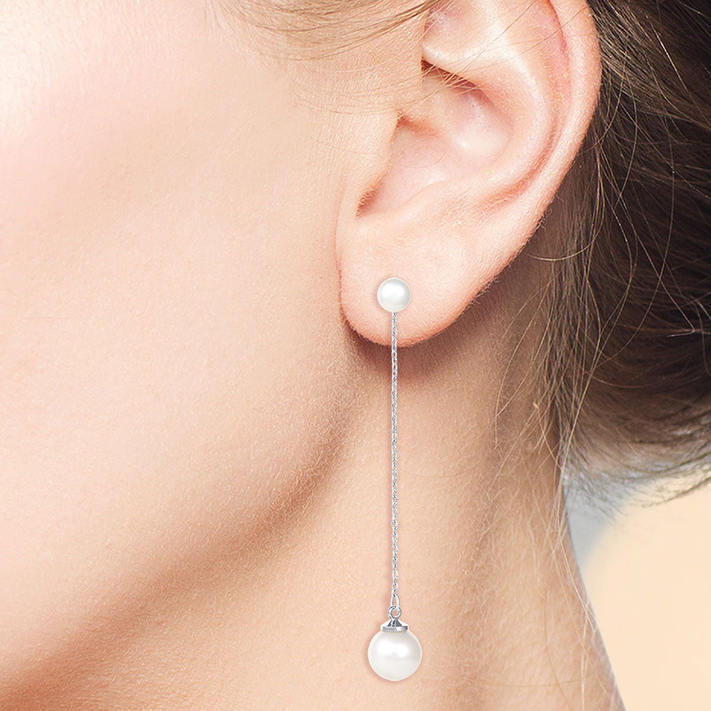 "Pure Magic" Freshwater Pearls Linear Drop Earrings