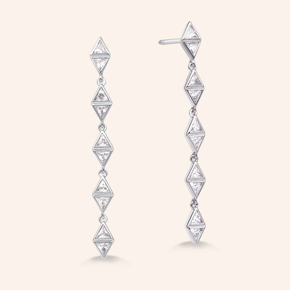 "Ella" 1.4CTW Triangle Cut linear Drop Earrings