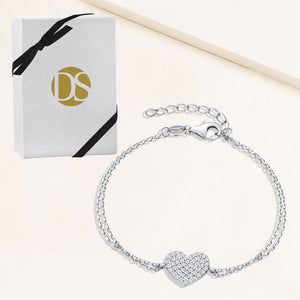 "With all my Love" 1.6CTW Pave Heart Bracelet