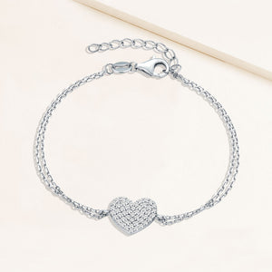 "With all my Love" 1.6CTW Pave Heart Bracelet
