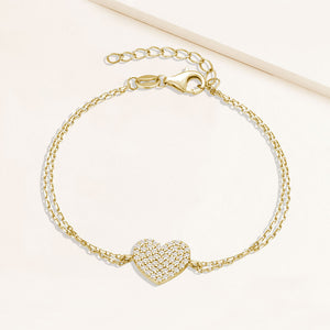 "With all my Love" 1.6CTW Pave Heart Bracelet