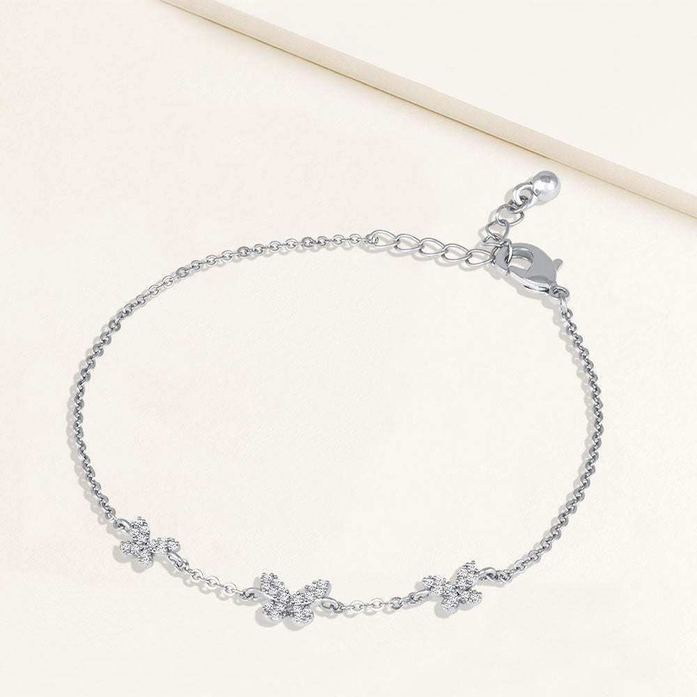 "Flying Together" 1.2CTW Pave Butterfly Station Bracelet