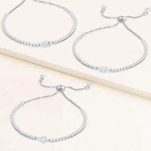 "Pretty Girl" 1.8CTW Set of Three Bezel Set Stone Tennis Pull-Tie Bracelets