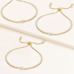 "Pretty Girl" 1.8CTW Set of Three Bezel Set Stone Tennis Pull-Tie Bracelets