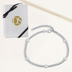 "Happy and I Know It" 1.4CTW Bezel Set Station Curb Chain Bracelet