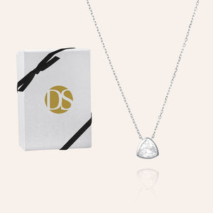 "Mystic" Sterling Silver 0.9CTW Bezel Set Trillion Pendant Necklace