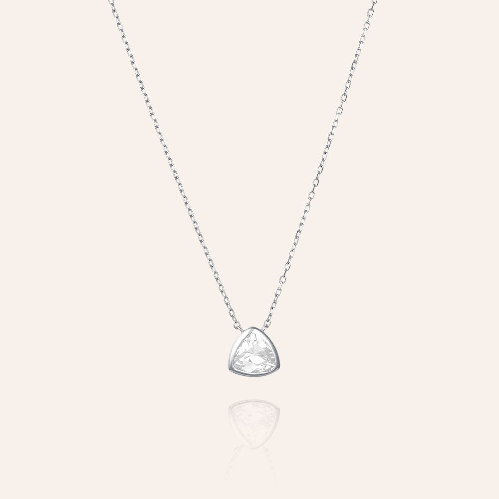 "Mystic" Sterling Silver 0.9CTW Bezel Set Trillion Pendant Necklace