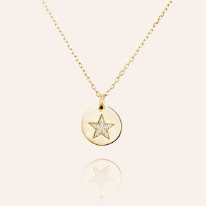 "Superstar" Sterling Silver 0.9CTW Pave Star Circle Pendant Necklace