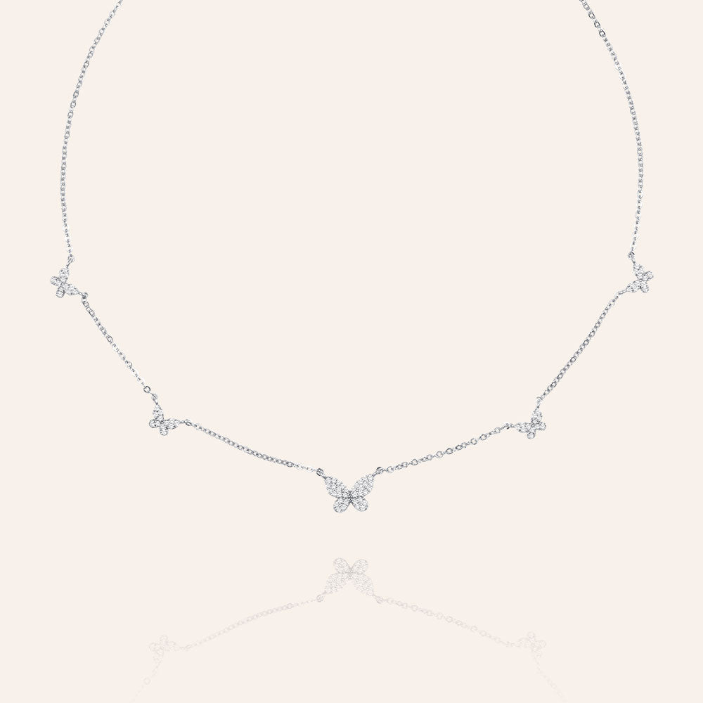 "Flying Together" 1.4CTW Pave Butterfly Station Necklace