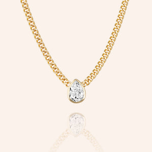 "My Legend" 1.6CTW Heart Cut Bezel Set Pendant Curb Chain Necklace
