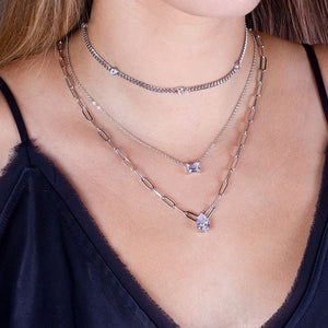 "Happy and I Know It" 1.9CTW Bezel Set Station Curb Chain Necklace