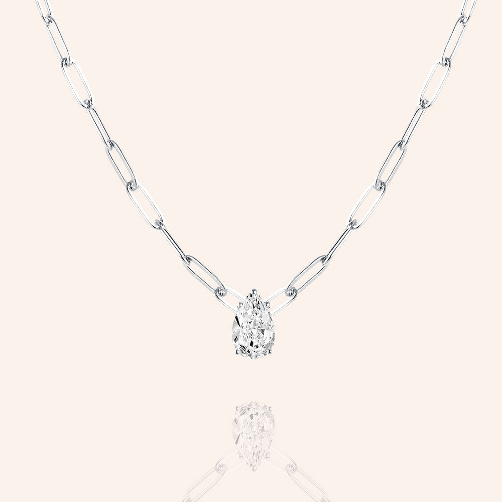 "Sunset Lover" 2.8CTW Drop Pendant Clip Chain Necklace