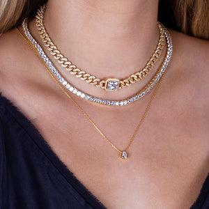 "A Million Reasons" Statement Baguette Pave Link Choker Necklace