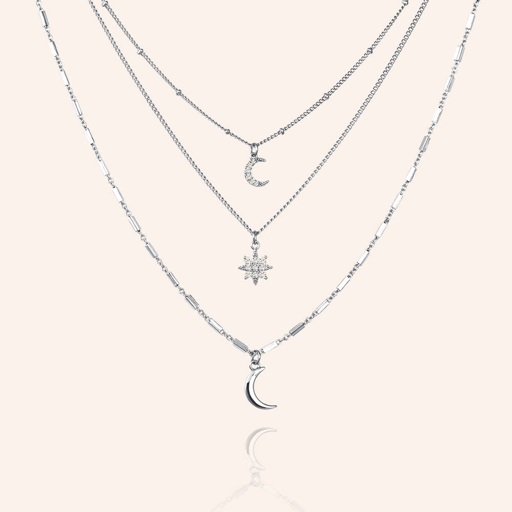 "Over the Stars" 0.8CTW Pave Charms Layered Necklace