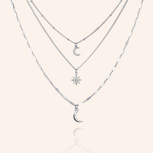 "Over the Stars" 0.8CTW Pave Charms Layered Necklace