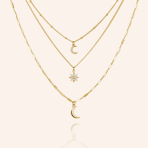 "Over the Stars" 0.8CTW Pave Charms Layered Necklace
