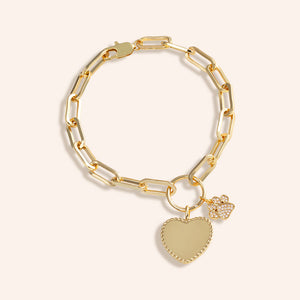 "Love my Furry Friends" Multi Charm Thick Link Chain Bracelet Set - Heart & Pow Charms