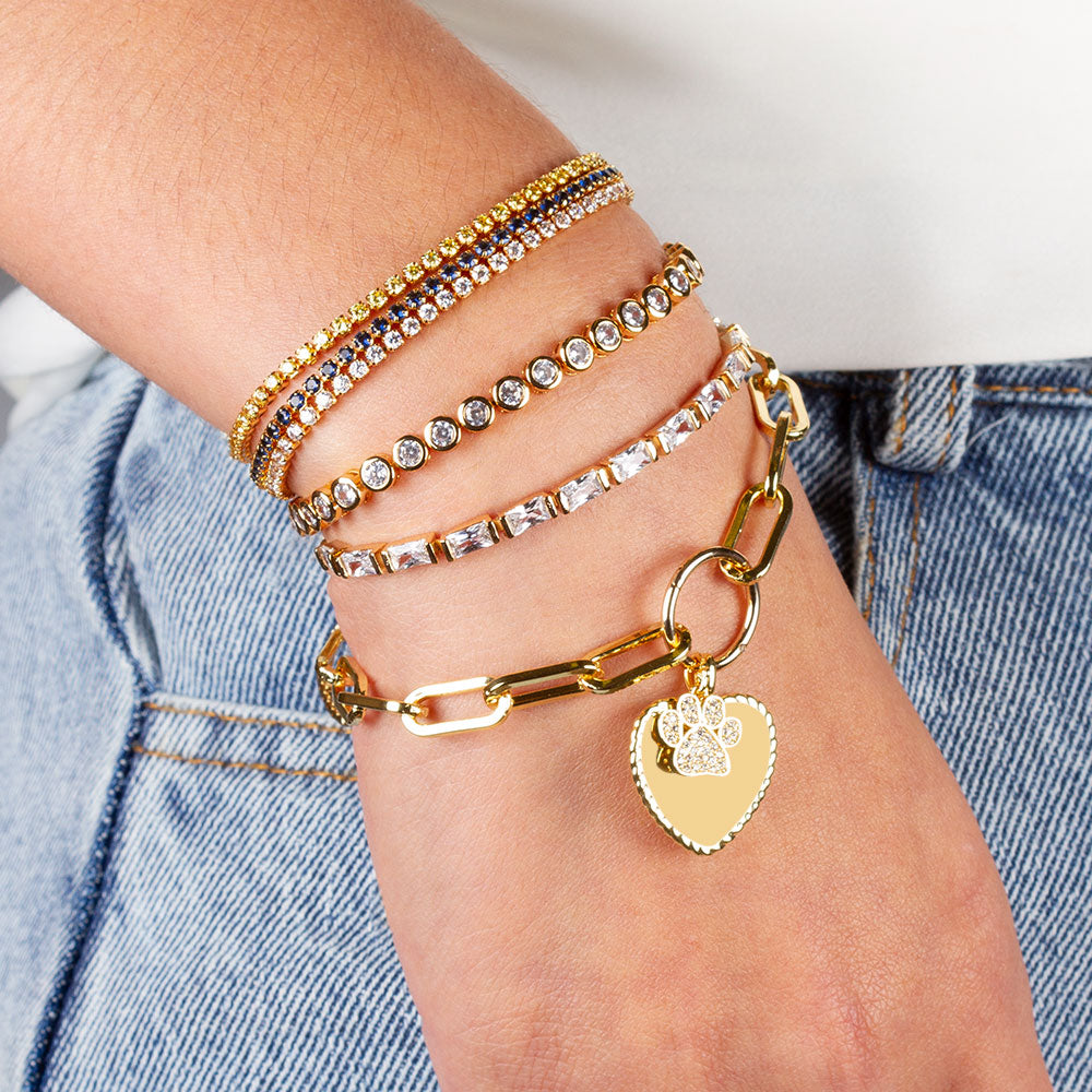 Hearts Multi-Charm Bangle Bracelet