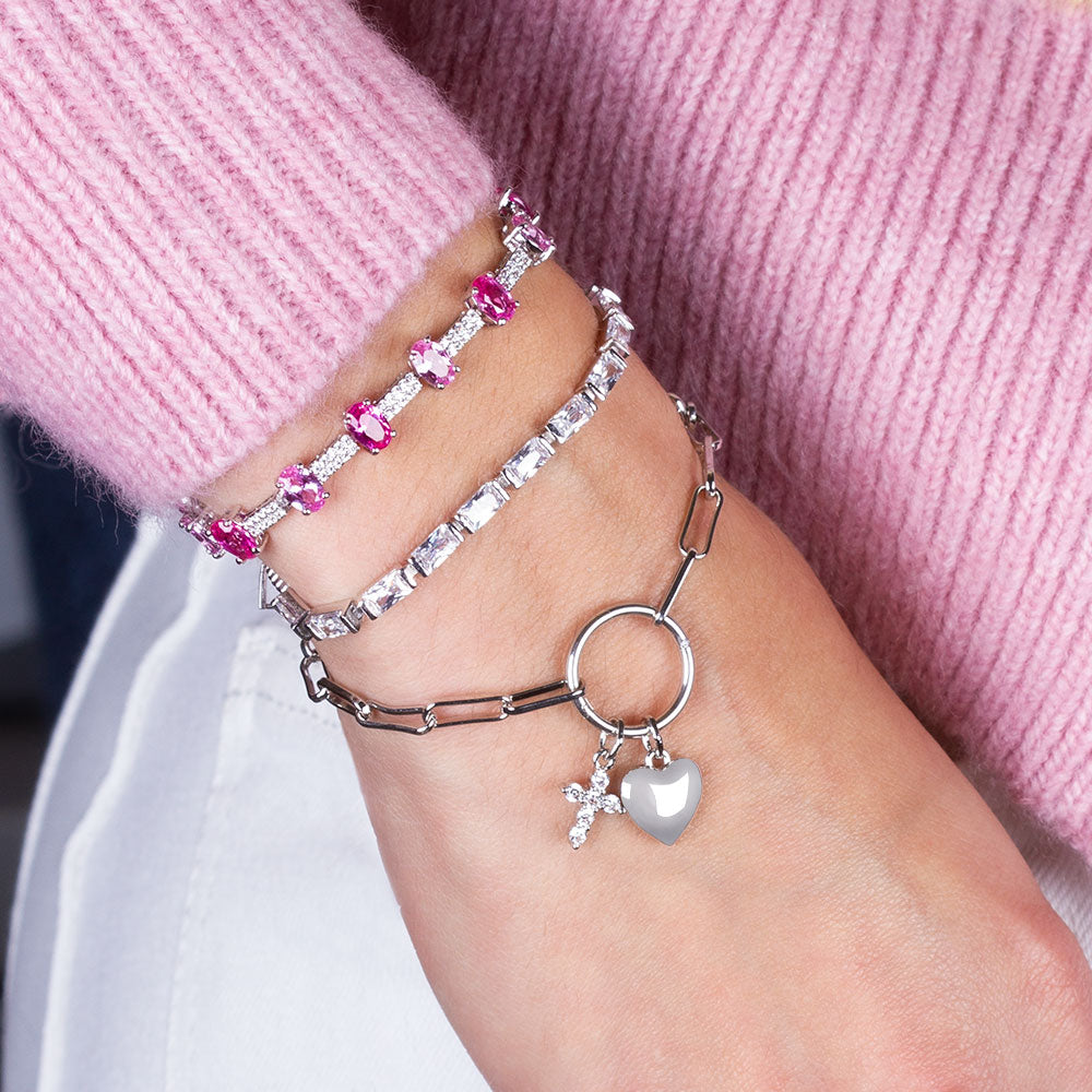 Hearts Multi-Charm Bangle Bracelet