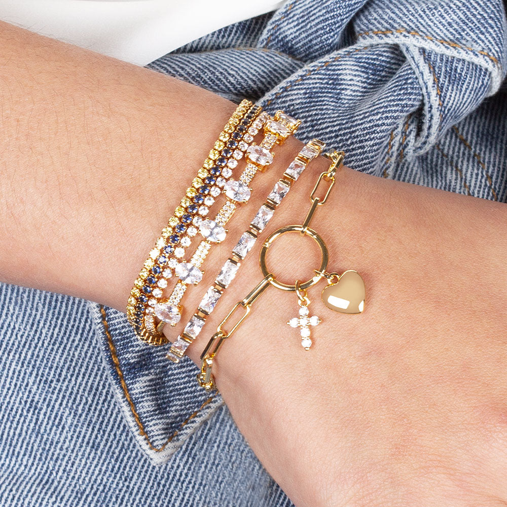 Hearts Multi-Charm Bangle Bracelet