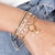 "Love & Devotion" Multi Charm Thin Link Chain Bracelet Set - Pave Cross & Heart Charms