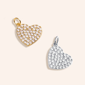 "Cherish" Pave Heart Charm