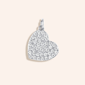 "Cherish" Pave Heart Charm