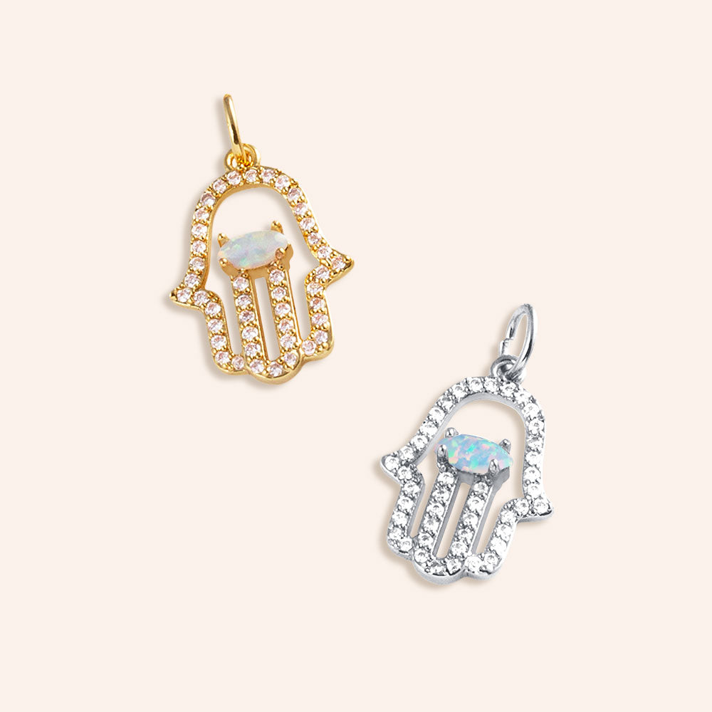 "My Bodyguard" Opal & Pave Hand Charm