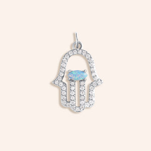 "My Bodyguard" Opal & Pave Hand Charm