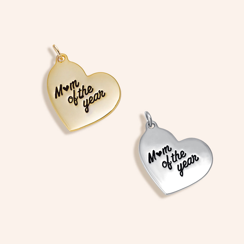 "Mom of the year" Heart Charm