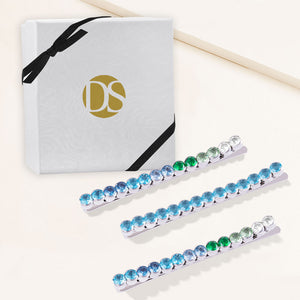 "Full of Festivities" Ombre Set of Three 4.2CTW Round Cut Cubic Zirconia Hair Pins