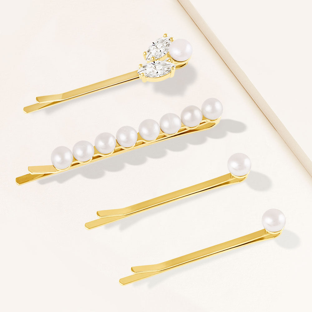 "Most-Goddess" Cultured Freshwater Pearls Set of Four Hair Pins