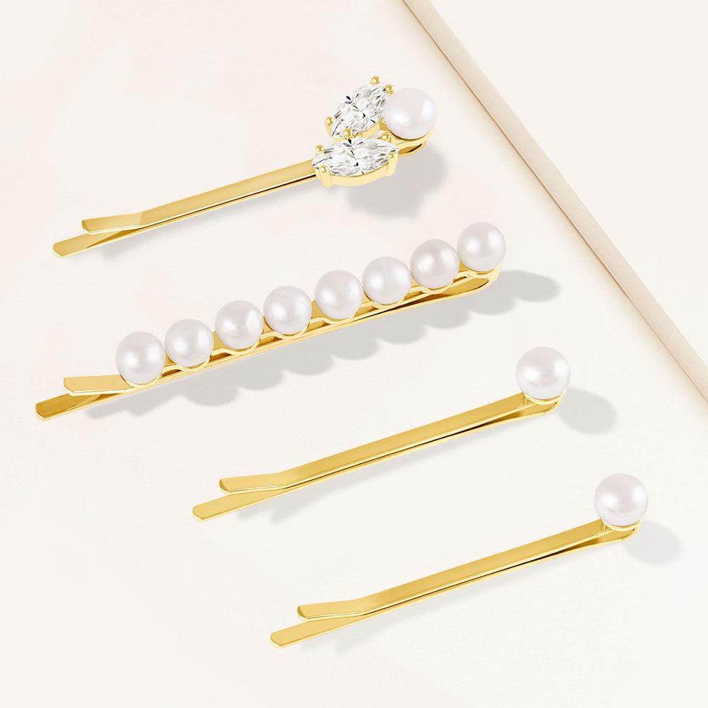 "Most-Goddess" Cultured Freshwater Pearls Set of Four Hair Pins