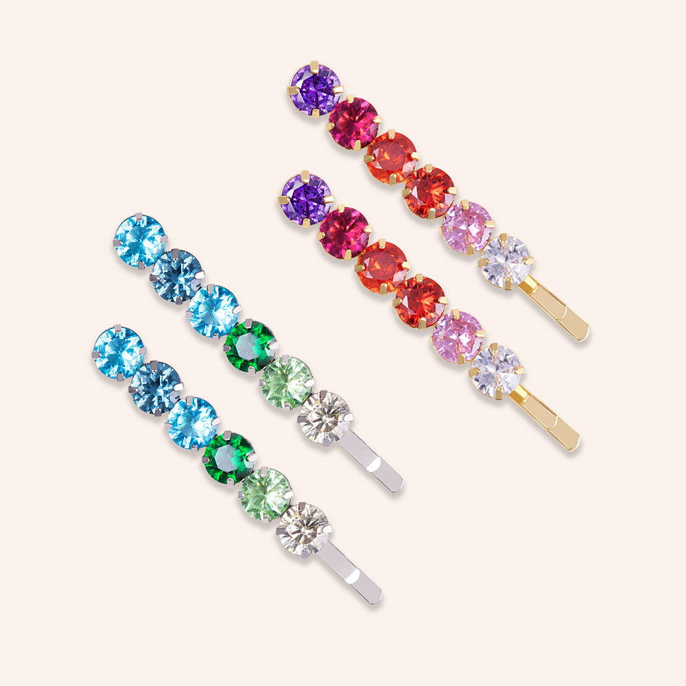 "Jardin" Set of Four 12.6CTW Ombre Round Cut  Cubic Zirconia Hair Pins