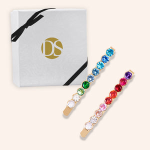 "Jardin" Set of Two 14.3CTW Ombre Round Cut Cubic Zirconia Hair Pins