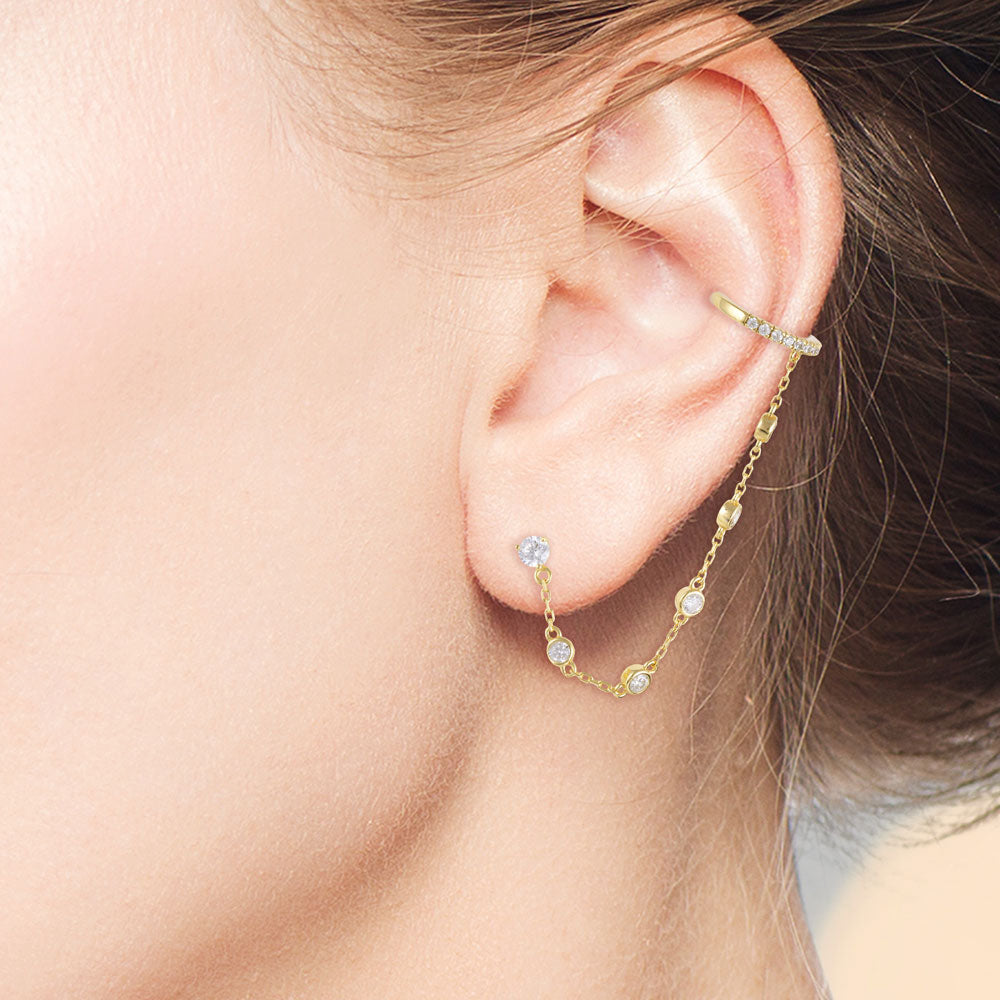Sterling silver on sale ear cuff earrings