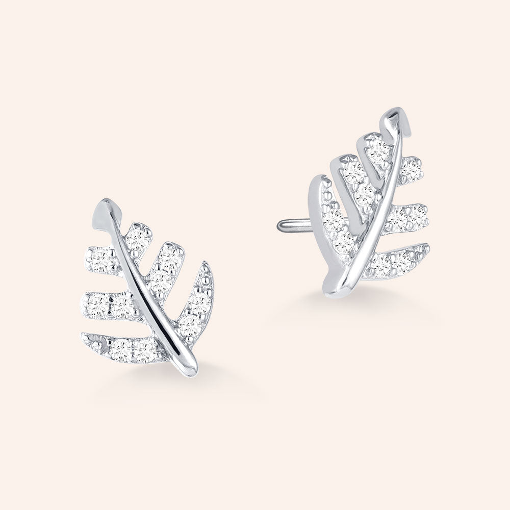 "Freedom" Sterling Silver 1.8CTW Leaf Post Earrings