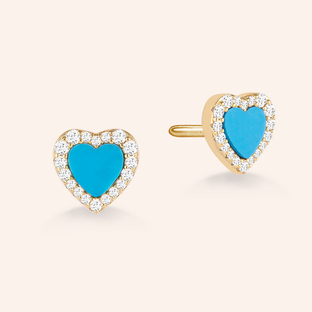 Turquoise heart stud earrings deals