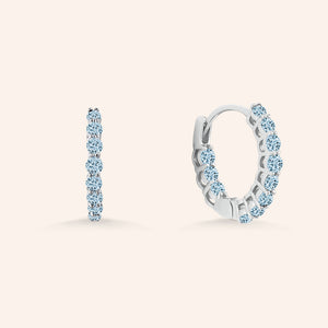 “1 Row Mini” Sterling Silver 1.0ctw Inside-outside Huggie Earrings