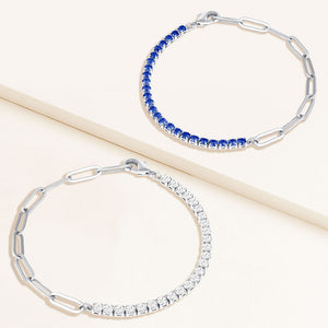 "Aurora" 2.8CTW Set of Two Half Tennis & Clip Chain Bracelets