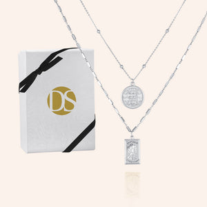 "Athens" Set of Two Coin &  Tag  Pendant Layered Necklaces