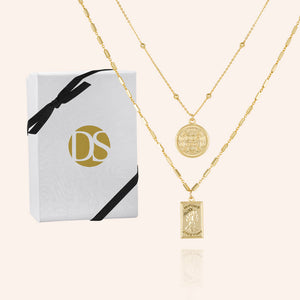 "Athens" Set of Two Coin & Tag Pendant Layered Necklaces