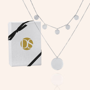 "Phuket" Set of Two High Polished Station Discs Layering Necklaces