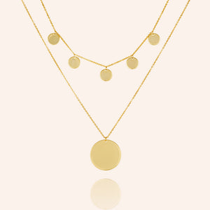 "Phuket" Set of Two High Polished Station Discs Layering Necklaces